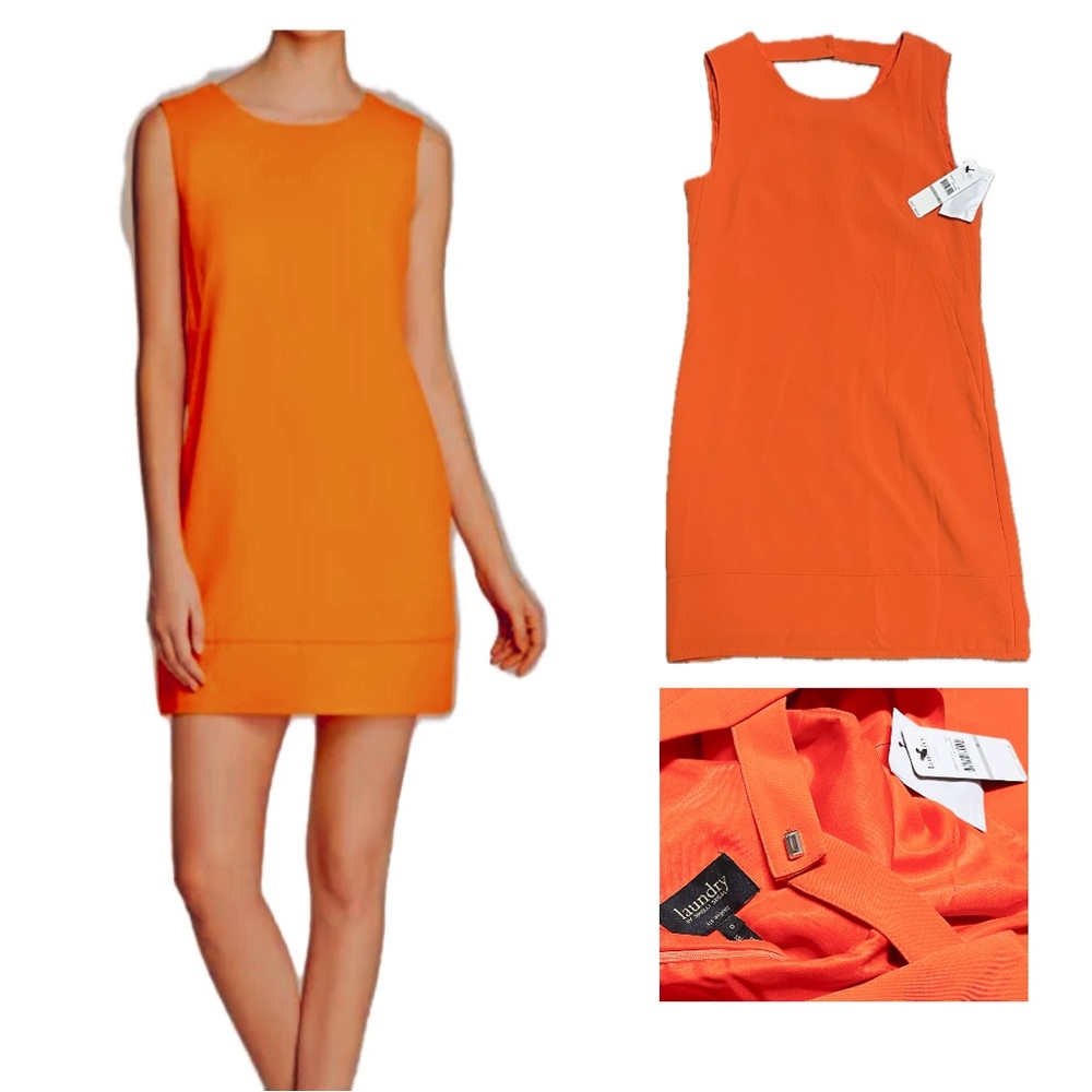 Laundry Dress sheath NWT new orange 0 short sleeve lightweight cutout back
